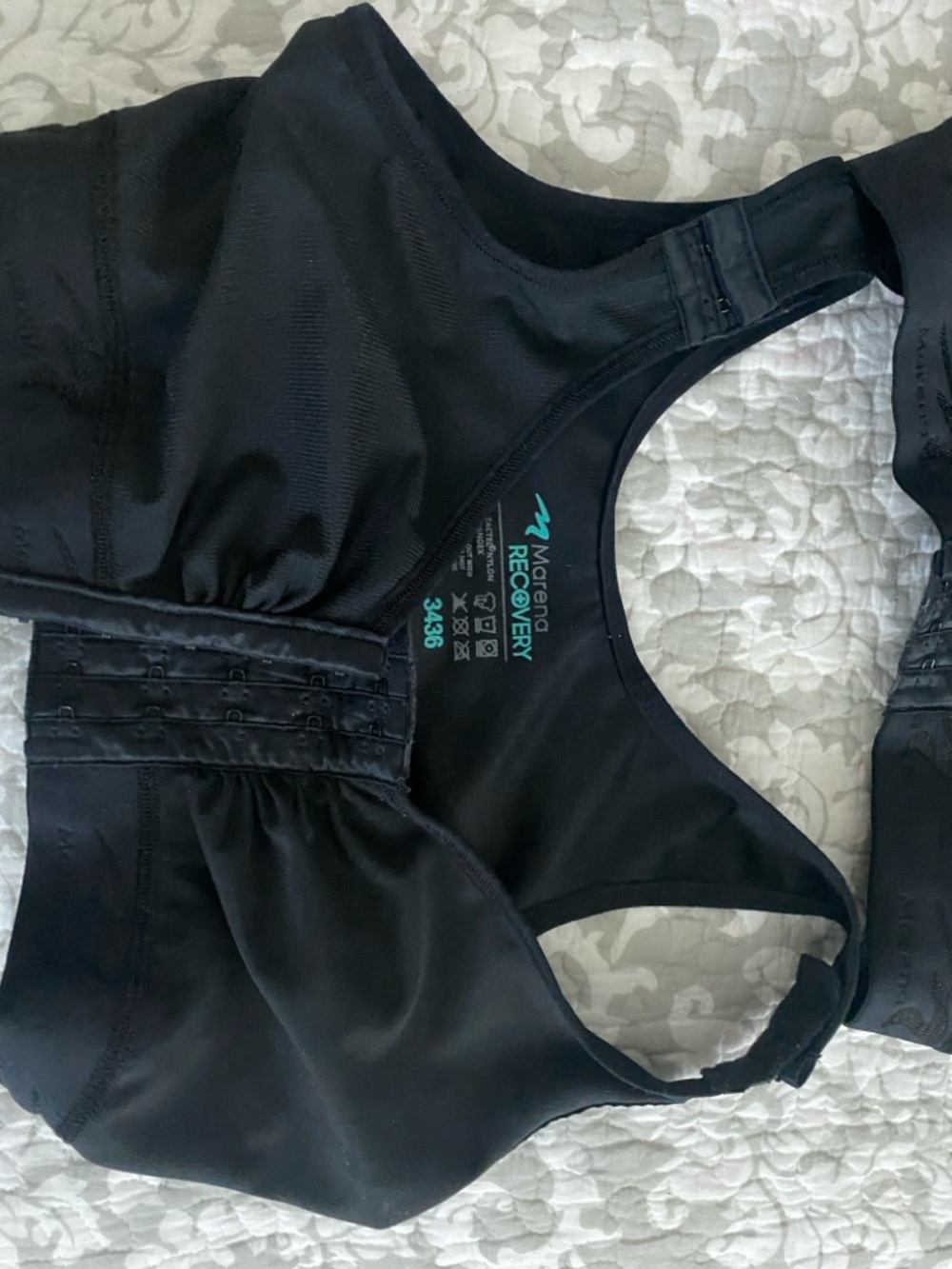 2 Marena Recovery Black Post-Surgery Compression Bras 3436